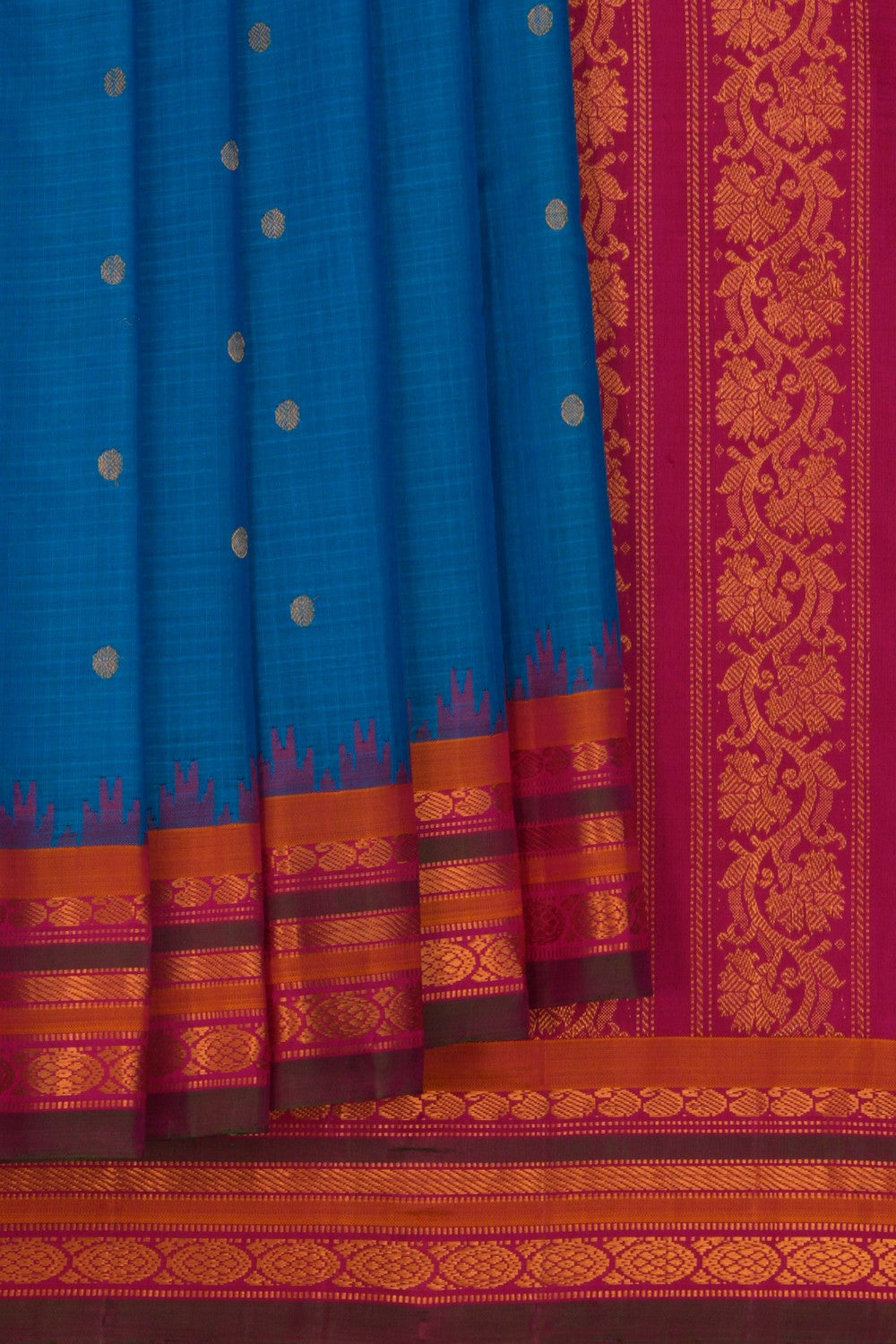 Image of Gadwal Blue Saree